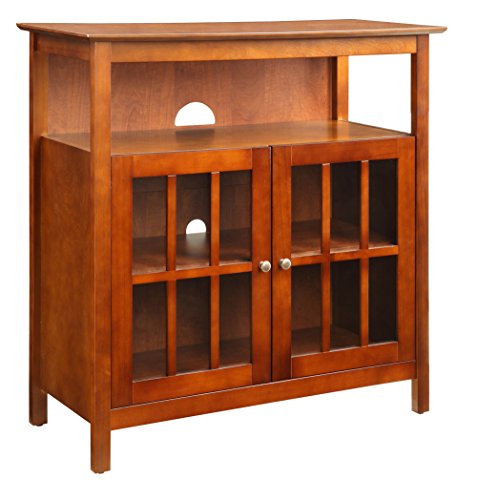 Convenience Concepts Big Sur Highboy TV Stand with Storage Cabinets Home_Furniture_and_Decor, Cherry