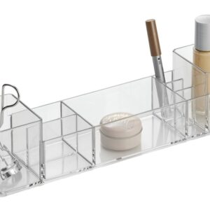 iDesign Clarity 12" Bathroom Vanity Countertop Multi Level Organizer for Cosmetics, Makeup, Vitamins, Medicine - Clear