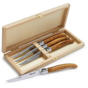 dubost laguiole olivewood steak knives, set of 4