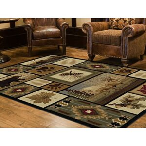 Northern Wildlife Novelty Lodge Pattern Multi-Color Runner Rug, 2.7' x 7'