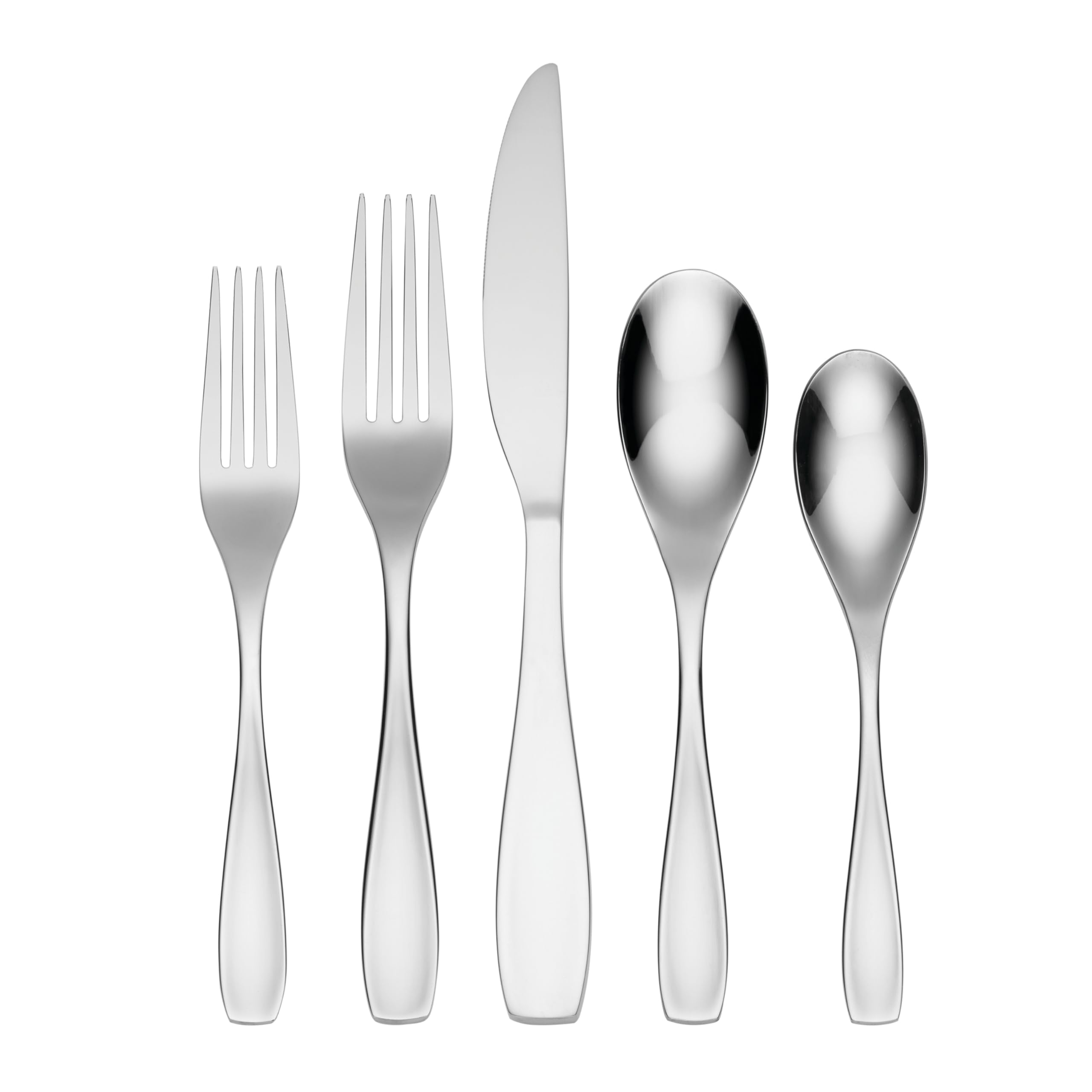 Oneida Calm 45 Piece Everyday Flatware 18/0 Stainless Steel, Service for 8, Silverware Set