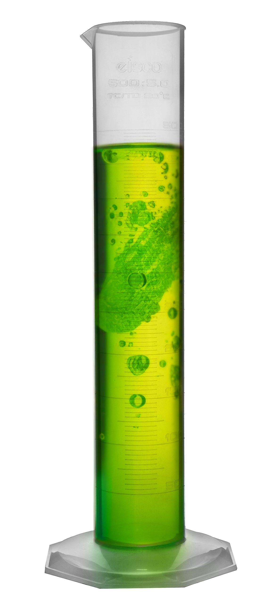 EISCO Plastic Graduated Cylinder, 500mL - Class B - Stable Hexagonal Base - Premium Polypropylene - Lab Cylinder, Measuring Cylinder