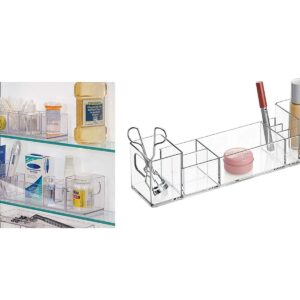 iDesign Clarity 12" Bathroom Vanity Countertop Multi Level Organizer for Cosmetics, Makeup, Vitamins, Medicine - Clear