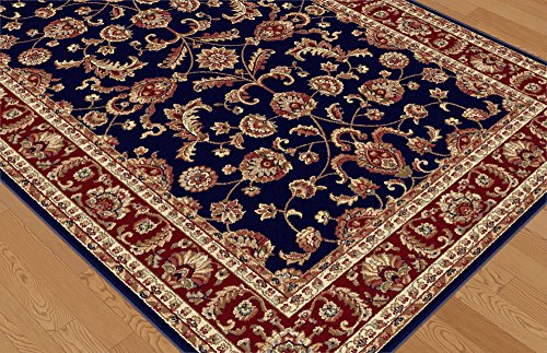 Sariya Transitional Oriental Navy Oval Area Rug, 5' x 7' Oval