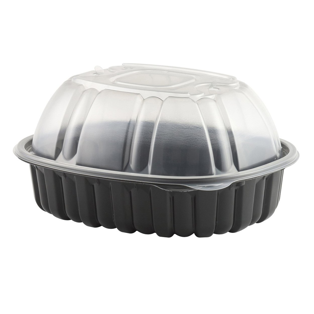 4110600 Anchor Packaging Large Vented Chicken Roaster Combo Pack Black Base Clear Lid 170 / 170