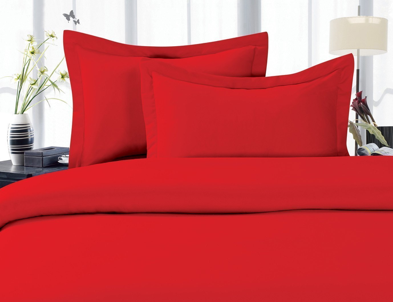 Elegant Comfort 1500 Premier Hotel Quality Super Soft Wrinkle Free 3-Piece Duvet Cover Set, King/California King - Red