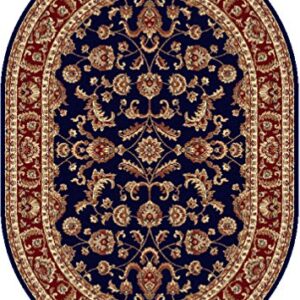 Sariya Transitional Oriental Navy Oval Area Rug, 5' x 7' Oval