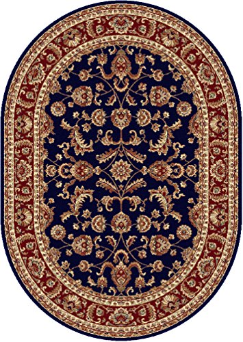 Sariya Transitional Oriental Navy Oval Area Rug, 5' x 7' Oval