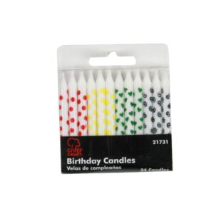 Chef Craft Classic Patterned Birthday Candles, 24 Piece Set 2.5 inches Tall, Assorted