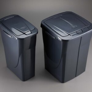 Mondex pls8081-19 25 Litre Plastic Roll Top Bin Waste Bin Metal Grey with Lid 36 x 21.5 x 51 cm, Plastic, Gray, (25 L) EU