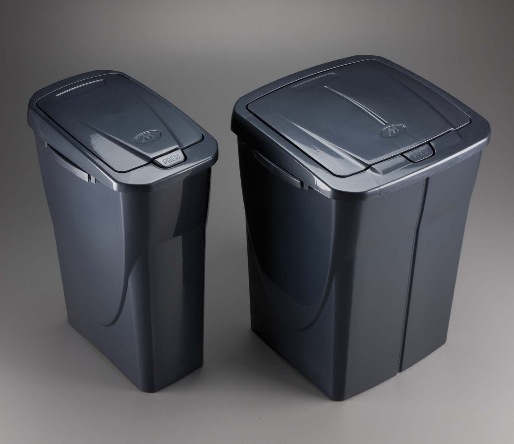 Mondex pls8081-19 25 Litre Plastic Roll Top Bin Waste Bin Metal Grey with Lid 36 x 21.5 x 51 cm, Plastic, Gray, (25 L) EU