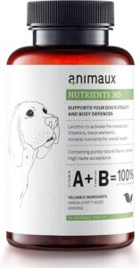 animaux – nutrients 365 for dogs, all-natural vitamins, healthy immune system, vitality, healthy skin, shiny coat, raw-feeding, puppies, dogs with allergies, 60 chewable tablets, 60 days supply