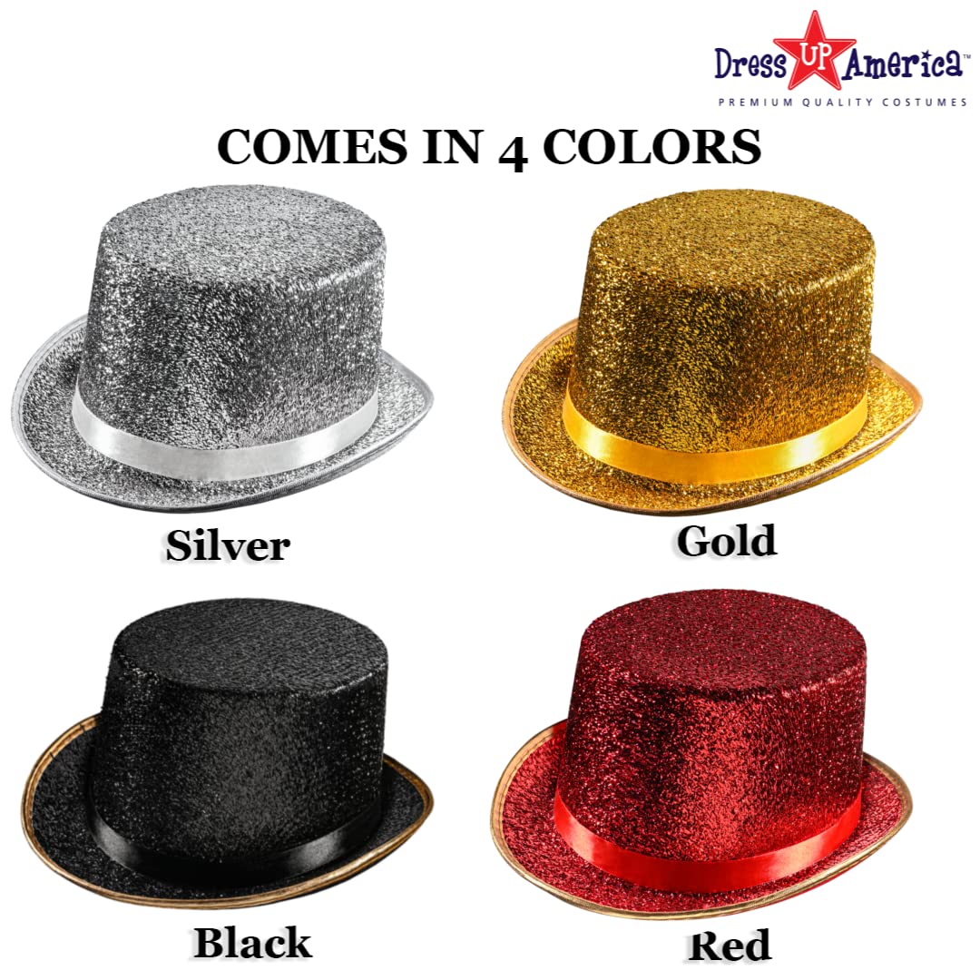 Dress Up America Top Hats for Adults - Shiny Tuxedo Hat for Men and Women - Costume Magician Hat (Black)