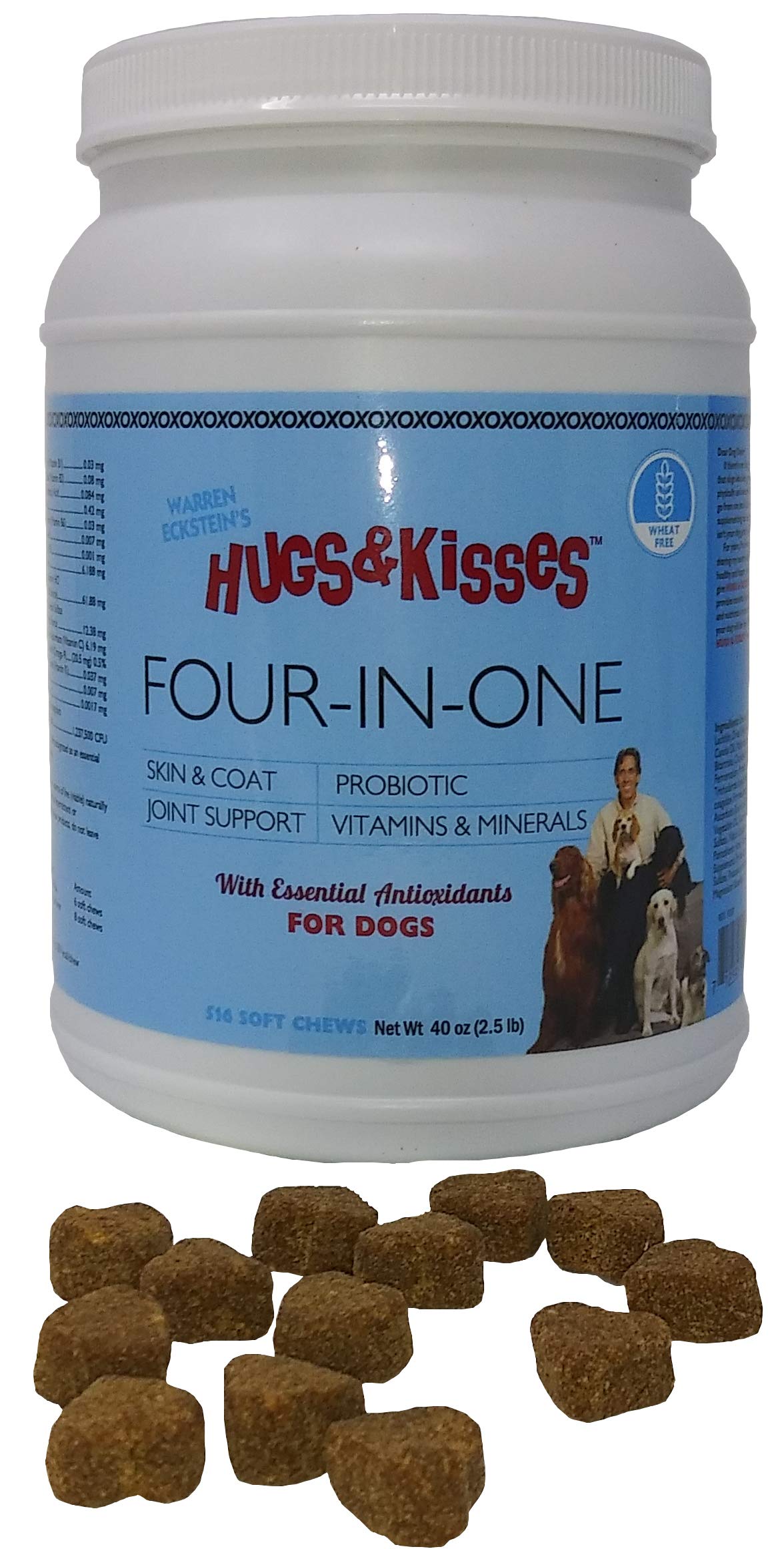 HUGS & KISSES Warren Eckstein's Four-in-One Dog Vitamin Mineral Supplement Treats