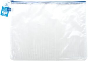 alvin - nb1216 clear pvc mesh kit zipper bag, multi-use organization bag for item storage and arranging, great for needlework projects, art supplies, and travel - 12 x 16 inch bag