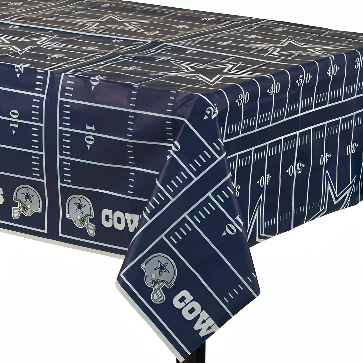 Ultimate Black & White Dallas Cowboys Plastic Table Cover (54" x 96") 1 Count - Bold & Durable - Perfect For Game Day Celebrations & Tailgate Parties