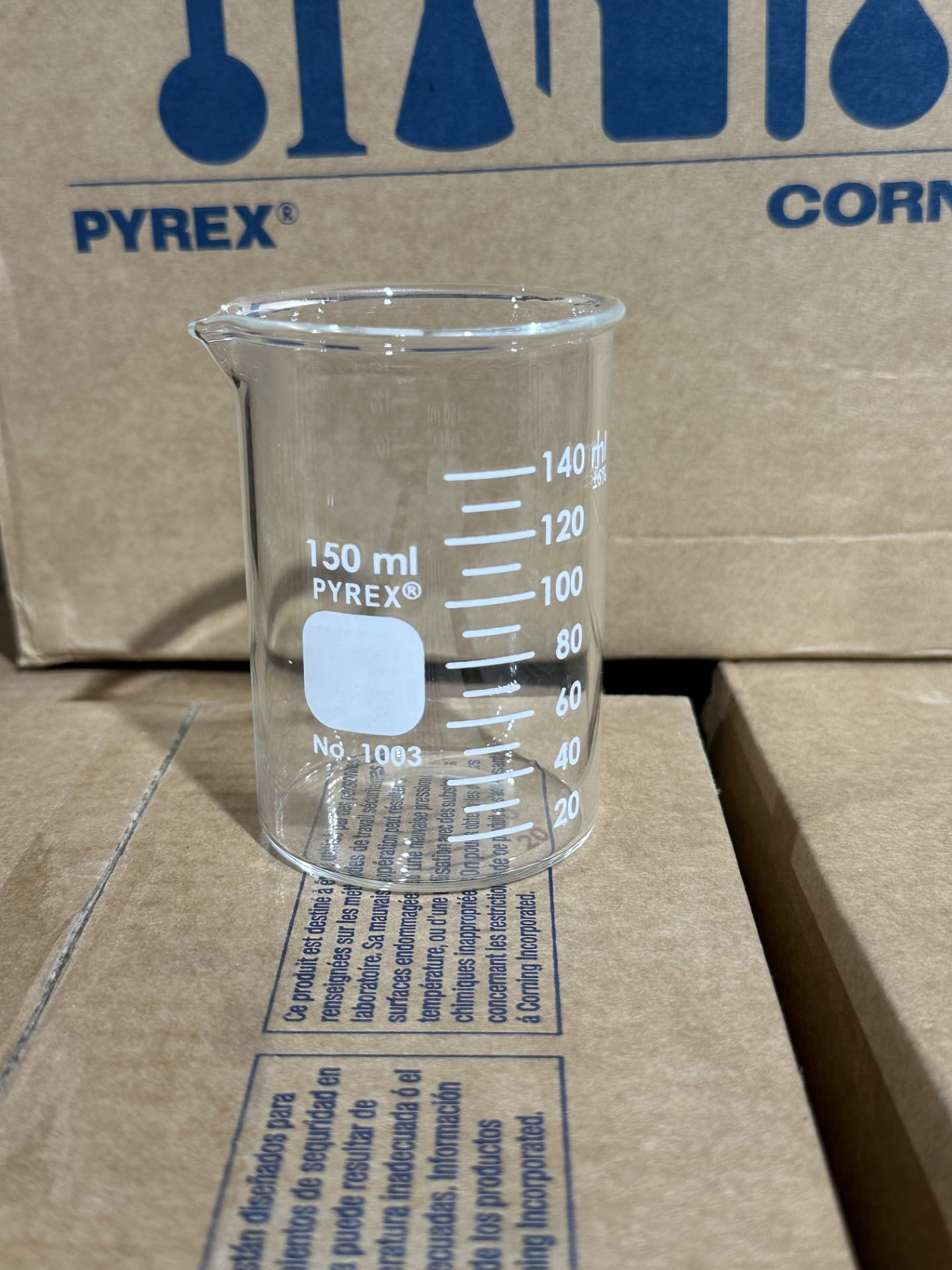 PYREX Heavy Duty Griffin 1003 150mL Beaker Double Scale Graduated; Each