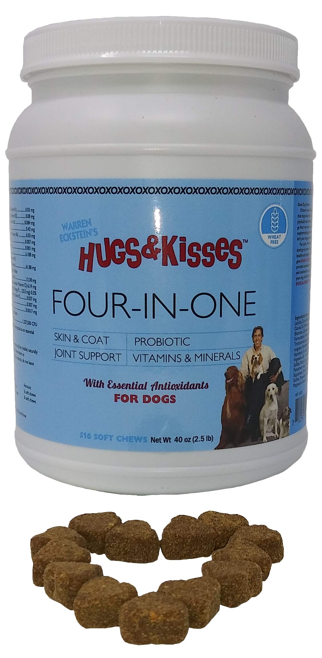 HUGS & KISSES Warren Eckstein's Four-in-One Dog Vitamin Mineral Supplement Treats