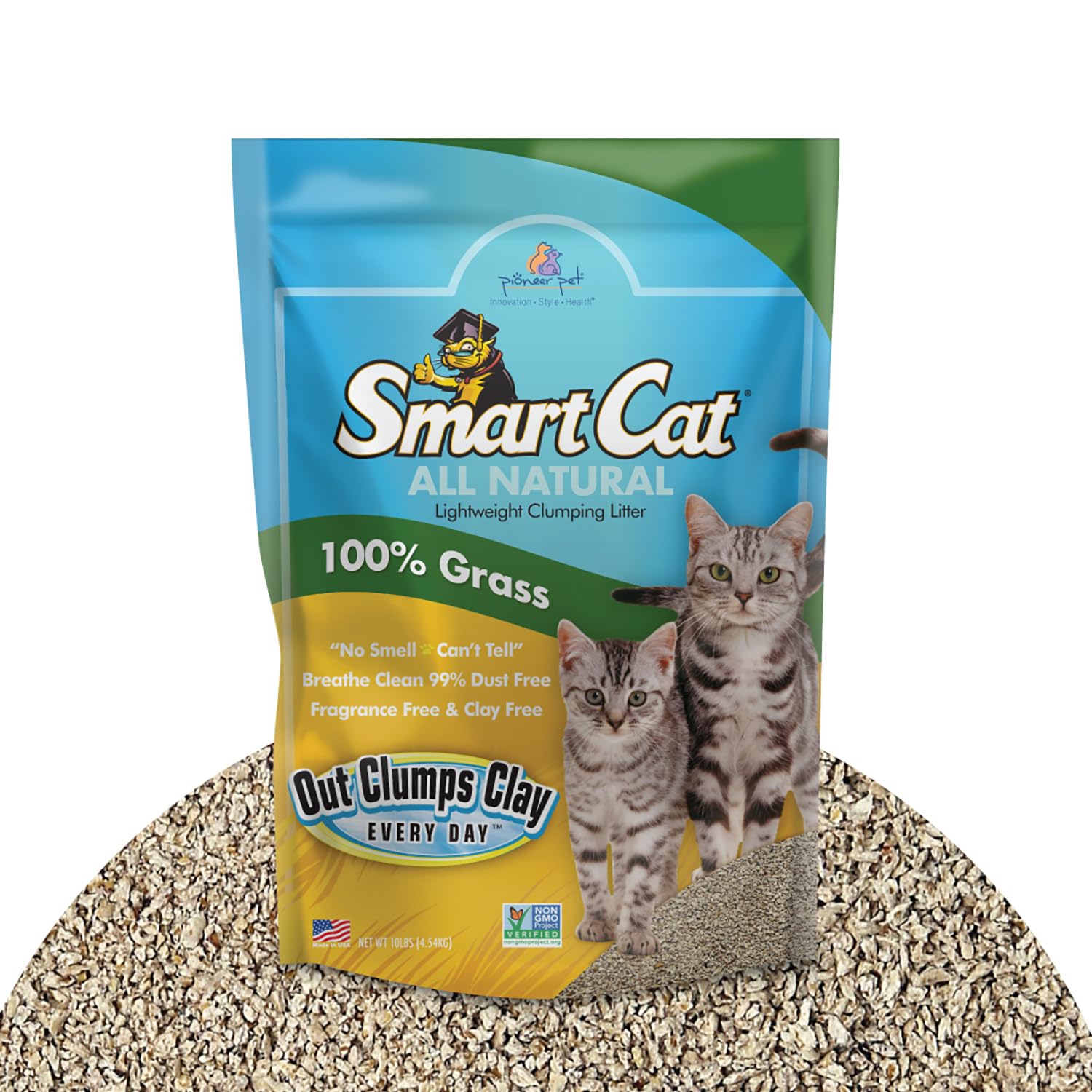 SmartCat All Natural Clumping Cat Litter, 10 Pound (160oz 1 Pack) - Alternative to Clay and Pellet Litter - Chemical and 99% Dust Free - Unscented and Lightweight