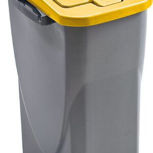 Mondex pls8081-19 25 Litre Plastic Roll Top Bin Waste Bin Metal Grey with Lid 36 x 21.5 x 51 cm, Plastic, Gray, (25 L) EU