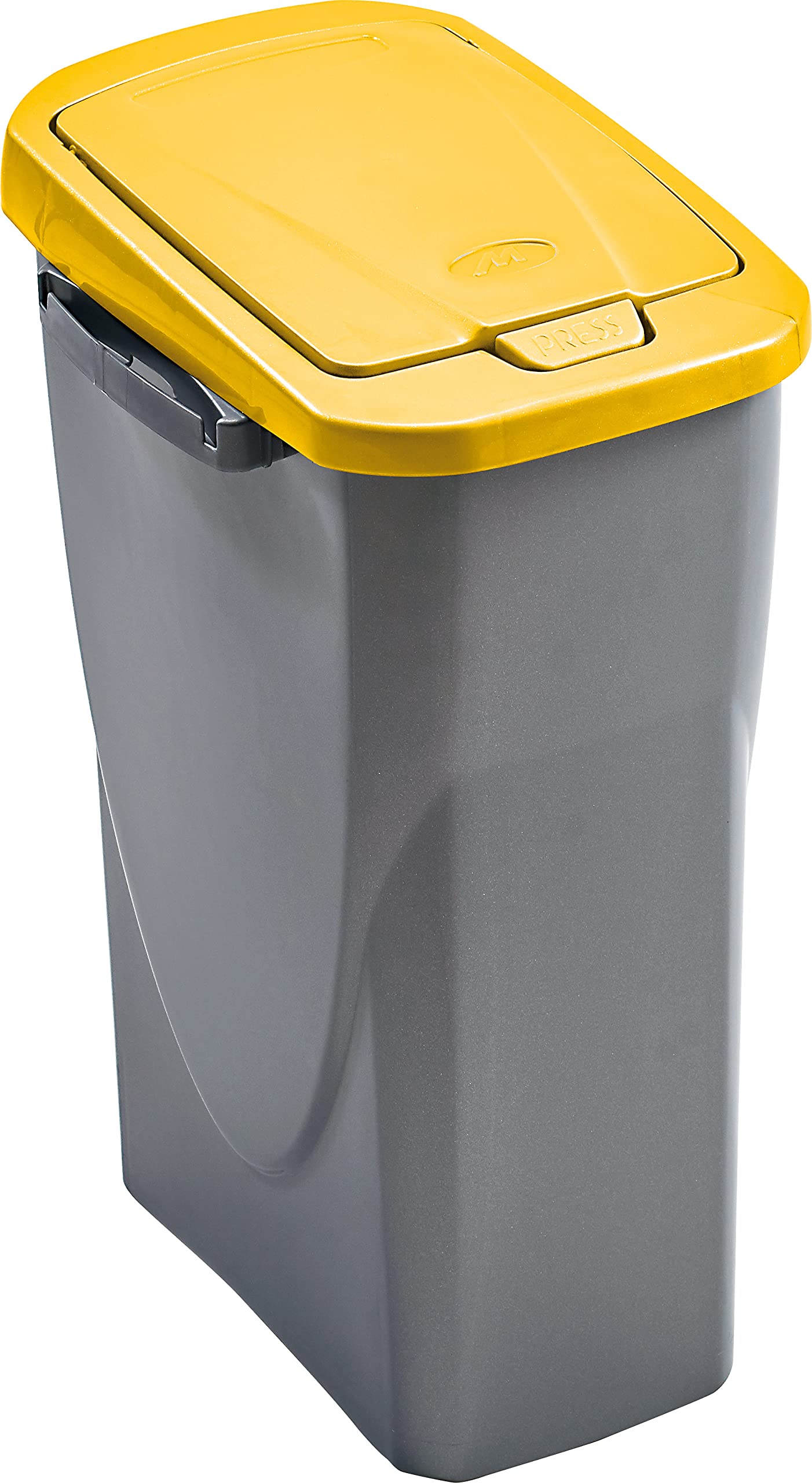 Mondex pls8081-19 25 Litre Plastic Roll Top Bin Waste Bin Metal Grey with Lid 36 x 21.5 x 51 cm, Plastic, Gray, (25 L) EU