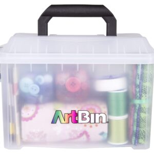 ArtBin 6815AG Mini Sidekick Carrying Case, Portable Art & Craft Organizer with Handle, [1] Plastic Storage Case, Clear