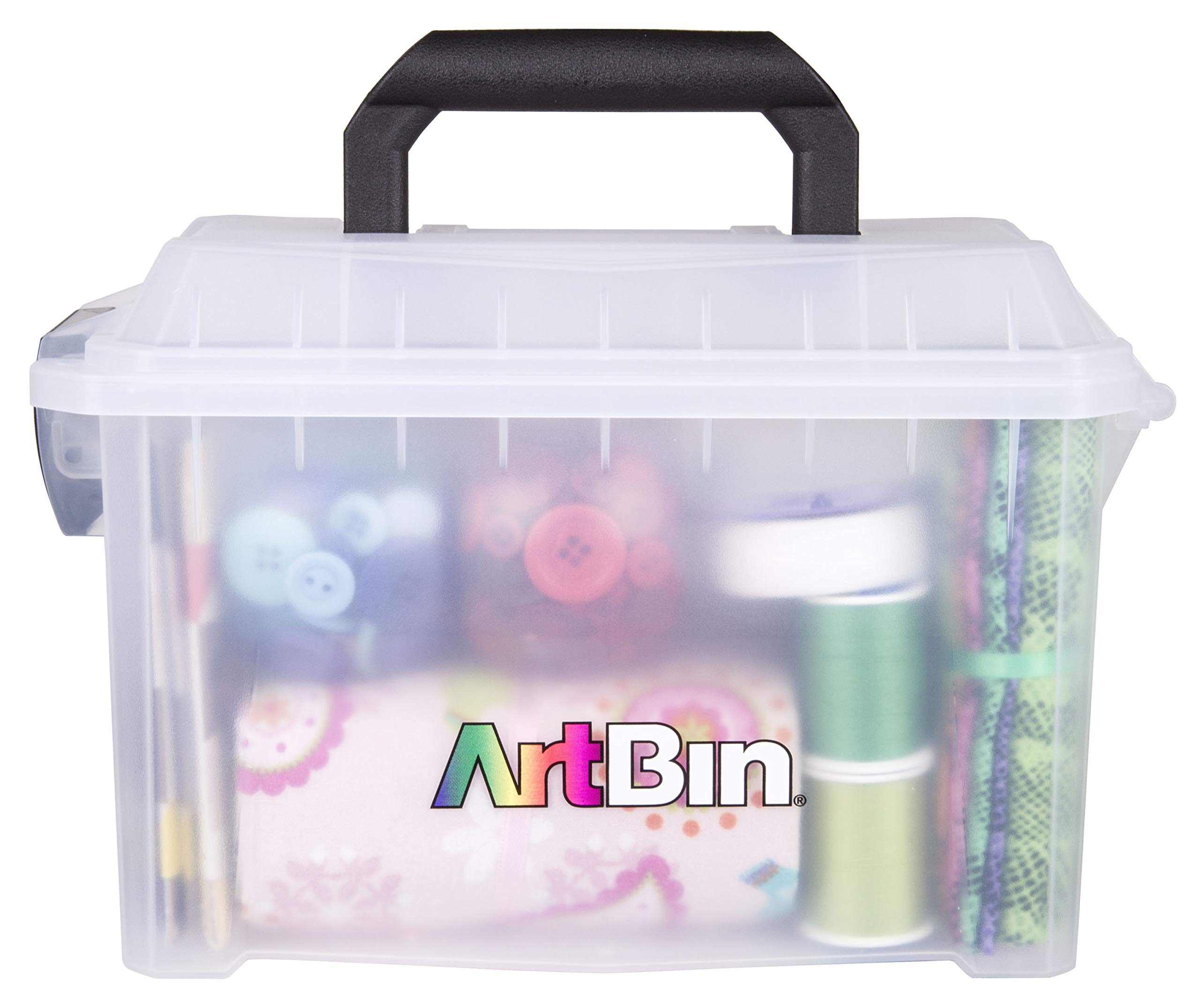 ArtBin 6815AG Mini Sidekick Carrying Case, Portable Art & Craft Organizer with Handle, [1] Plastic Storage Case, Clear