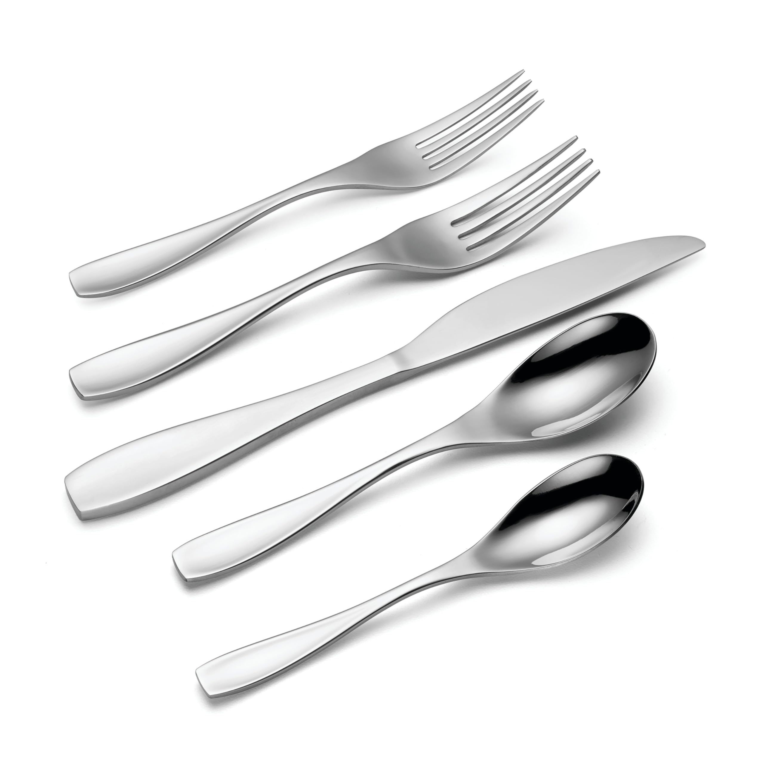 Oneida Calm 45 Piece Everyday Flatware 18/0 Stainless Steel, Service for 8, Silverware Set