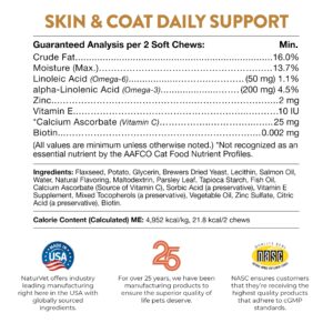 NaturVet Skin and Coat Plus Breath Aid for Dogs, 70 ct Soft Chews, Made in The USA with Globally Source Ingredients