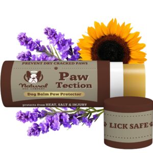 pawtection balm stick for dogs (2oz) all-natural, lick-safe dog paw protector, moisturizing dog paw balm for dry, cracked pads, protects paws from winter ice, salt & rough terrain