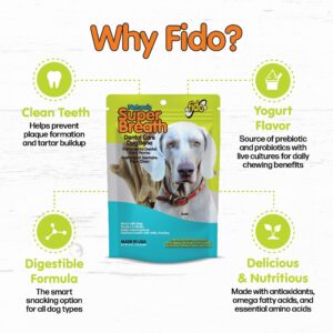 Fido Super Breath Dental Care Bones for Dogs - 8 Treats Per Pack (3 Pack) - Dog Dental Treats for Medium Dogs (Made in USA) - Dog Dental Chews Help Reduce Plaque, Tartar Buildup, and Freshens Breath