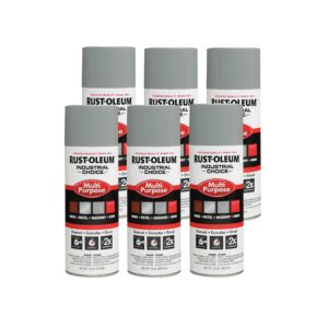 rust-oleum 214645-6pk industrial choice 1600 system multi-purpose spray paint, 12 oz, ansi 61 light gray, 6 pack