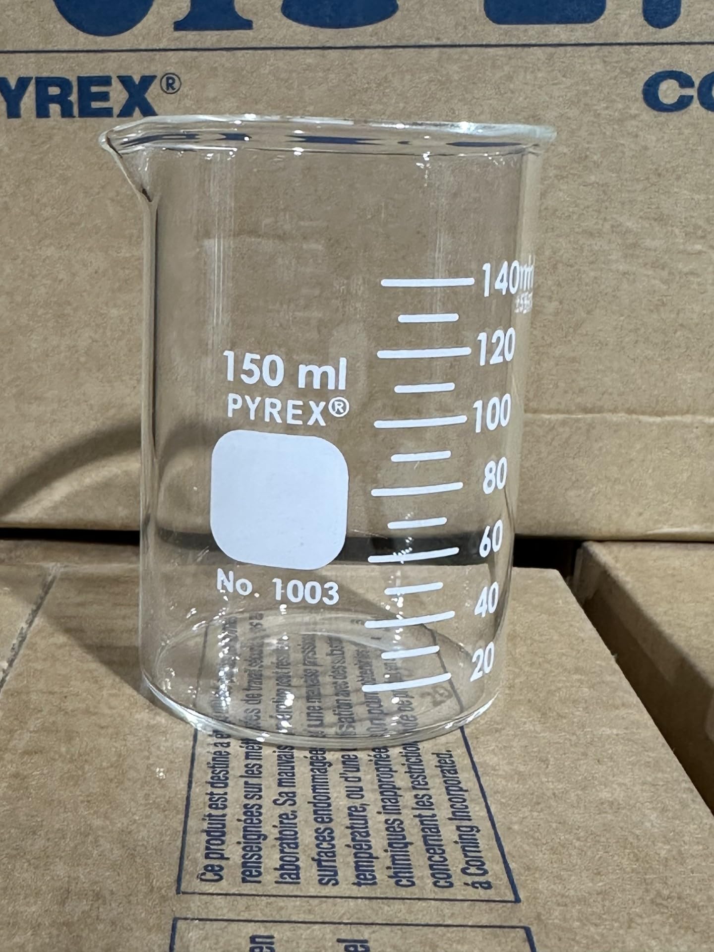 PYREX Heavy Duty Griffin 1003 150mL Beaker Double Scale Graduated; Each