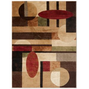 home dynamix tribeca jasmine modern area rug, abstract brown/red, 39"x55"