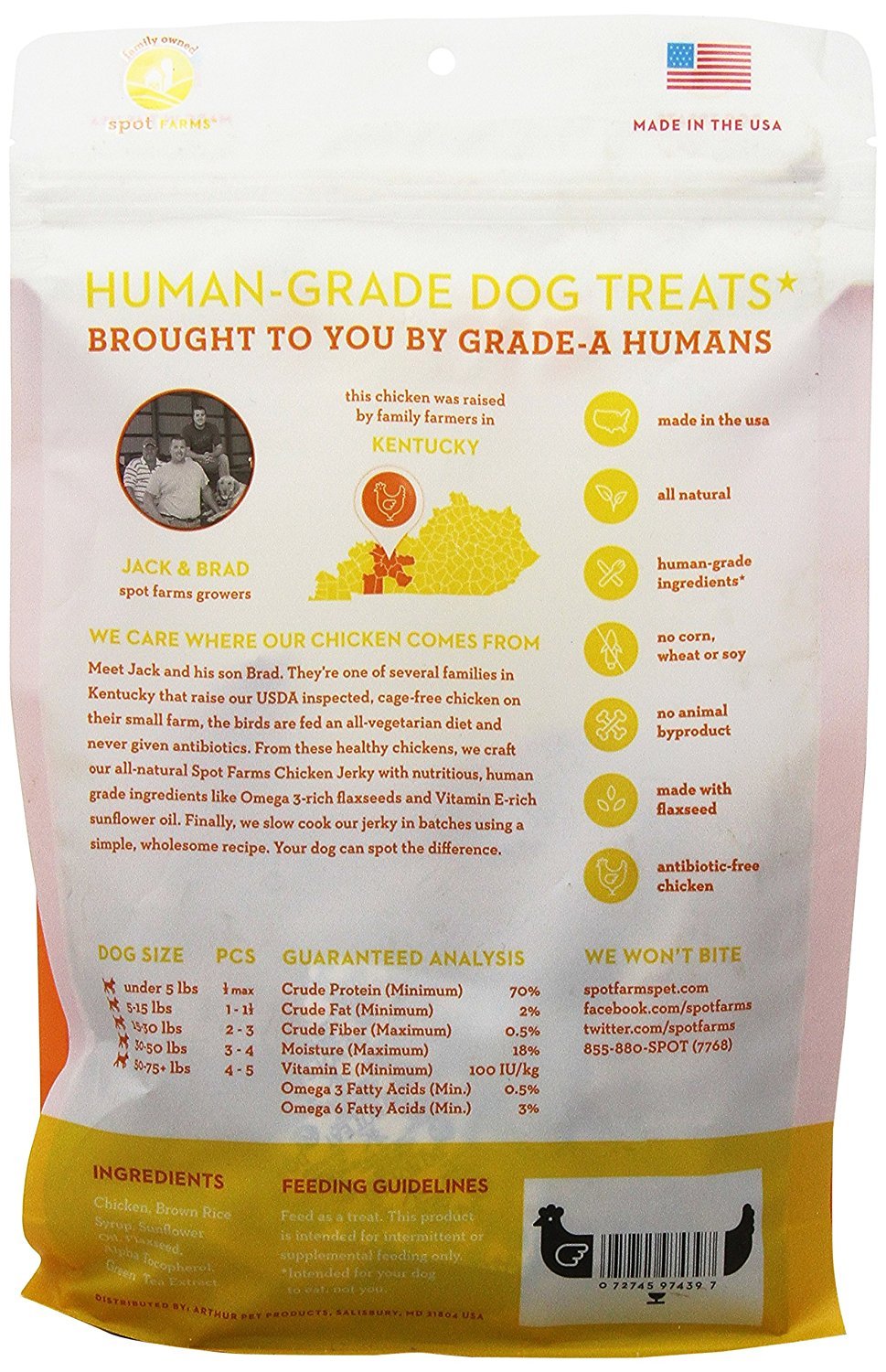 Spot Farms All Natural Human Grade Dog Treats, Chicken Jerky With Flaxseed And Vitamin E, 12.5 Ounce