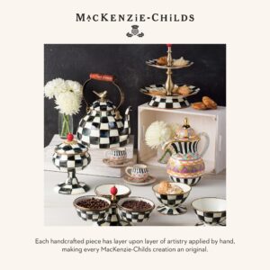 MACKENZIE-CHILDS Enamel Three-Tier Sweet Stand, Three-Tiered Serving-Tray Stand, Party Food Display, Black-and-White Courtly Check