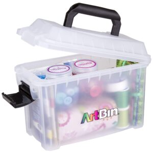 ArtBin 6815AG Mini Sidekick Carrying Case, Portable Art & Craft Organizer with Handle, [1] Plastic Storage Case, Clear