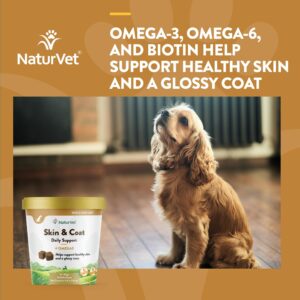 NaturVet Skin and Coat Plus Breath Aid for Dogs, 70 ct Soft Chews, Made in The USA with Globally Source Ingredients