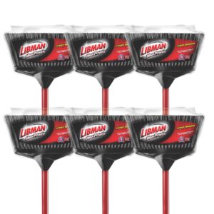 libman commercial 915 lobby broom, 38" length, 10" width, steel handle, black/red (pack of 6)