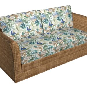 A239 Outdoor Indoor Marine Upholstery Fabric by The Yard | Various Vibrant Leaves - Teal Beige and Green