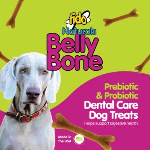 Fido Naturals Belly Bones for Dogs, Yogurt Flavored Medium Dog Dental Treats - 8 Treats Per Pack (3 Pack) - (Made in USA) - Plaque and Tartar Control for Fresh Breath, Digestive Health Support