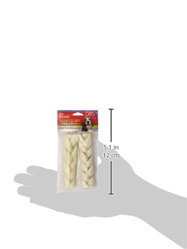 Pet Factory American Beefhide 6" Braided Sticks Dog Chew Treats - Natural Flavor, 2 Count/1 Pack