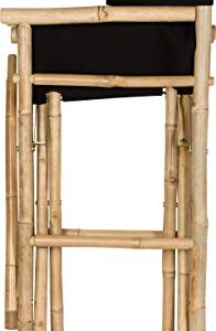 Zero Emission World Bamboo Barstool-Natural Color Black Canvas Bar Height Folding Chairs Counter Stool Outdoor Indoor Tall Camping Set of 2, 22.8x18.9x47.2