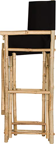 Zero Emission World Bamboo Barstool-Natural Color Black Canvas Bar Height Folding Chairs Counter Stool Outdoor Indoor Tall Camping Set of 2, 22.8x18.9x47.2