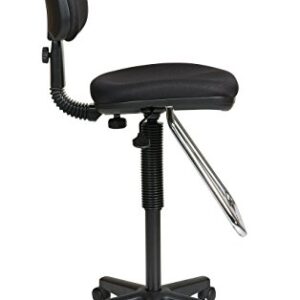 Office Star DC Series Pneumatic Adjustable Drafting Chair with Chrome Teardrop Footrest, Icon Black Fabric