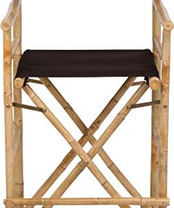 Zero Emission World Bamboo Barstool-Natural Color Black Canvas Bar Height Folding Chairs Counter Stool Outdoor Indoor Tall Camping Set of 2, 22.8x18.9x47.2