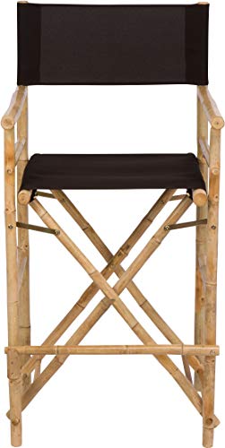 Zero Emission World Bamboo Barstool-Natural Color Black Canvas Bar Height Folding Chairs Counter Stool Outdoor Indoor Tall Camping Set of 2, 22.8x18.9x47.2