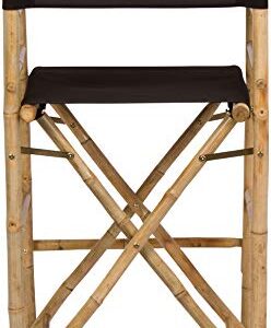 Zero Emission World Bamboo Barstool-Natural Color Black Canvas Bar Height Folding Chairs Counter Stool Outdoor Indoor Tall Camping Set of 2, 22.8x18.9x47.2