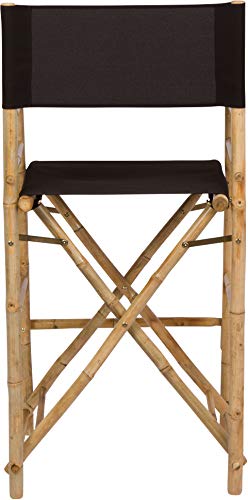 Zero Emission World Bamboo Barstool-Natural Color Black Canvas Bar Height Folding Chairs Counter Stool Outdoor Indoor Tall Camping Set of 2, 22.8x18.9x47.2