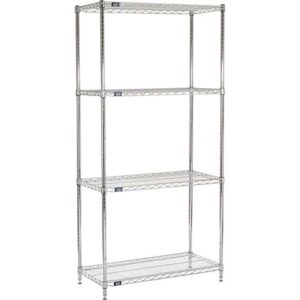 nexel 5 tier chrome wire shelving starter unit, 36" w x 18" d x 86" h